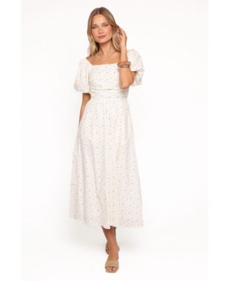 Women's Clo Floral-Print Puff Sleeve Square Neck Midi Dress