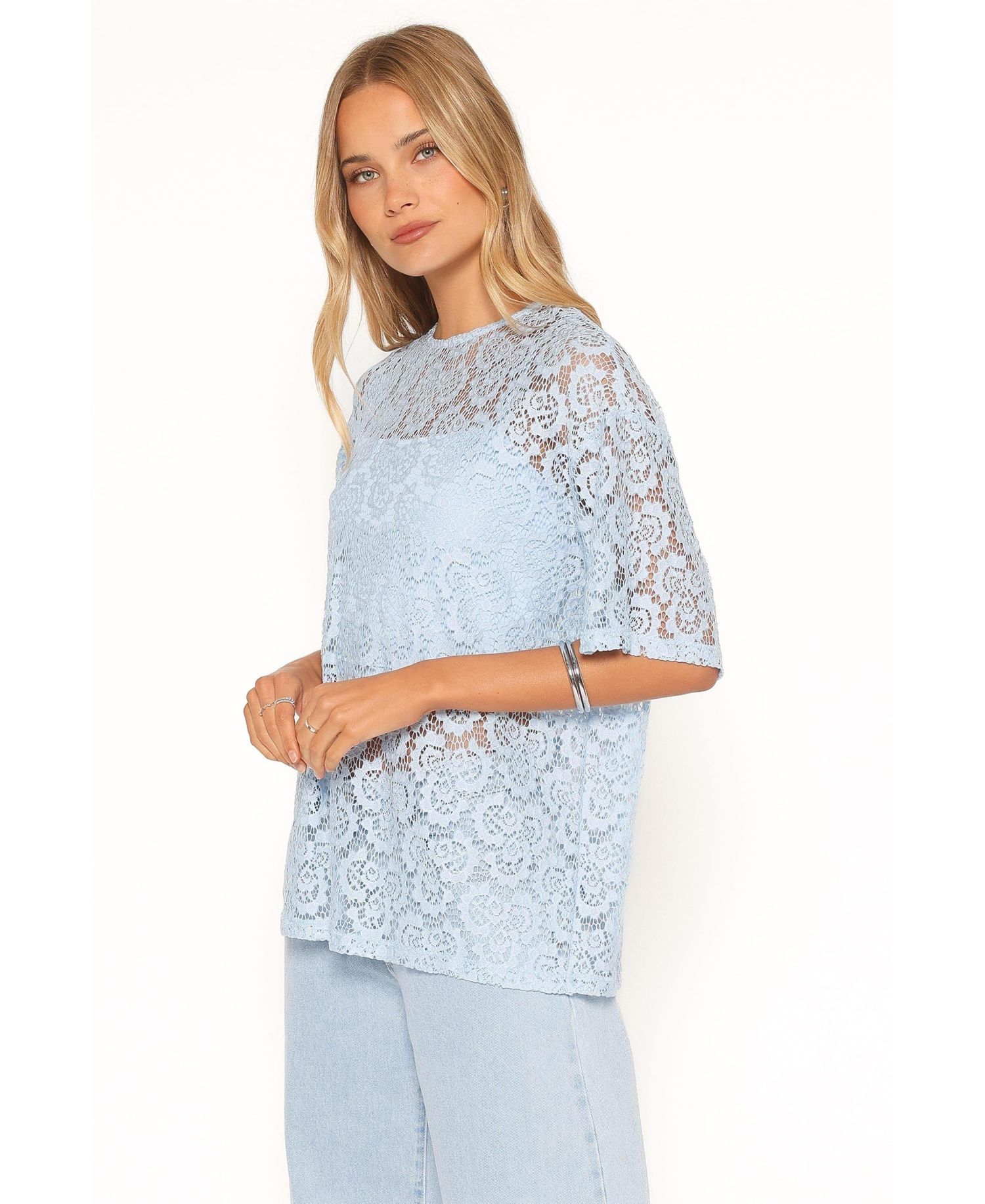 Women's Tia Sheer Lace Short-Sleeve T-Shirt