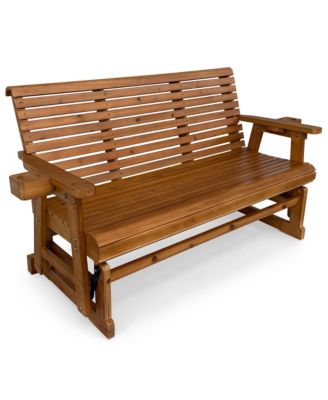 5FT 3-Seater Patio Glider with Cup Holders, High Roll Back and Deep Contoured Seat