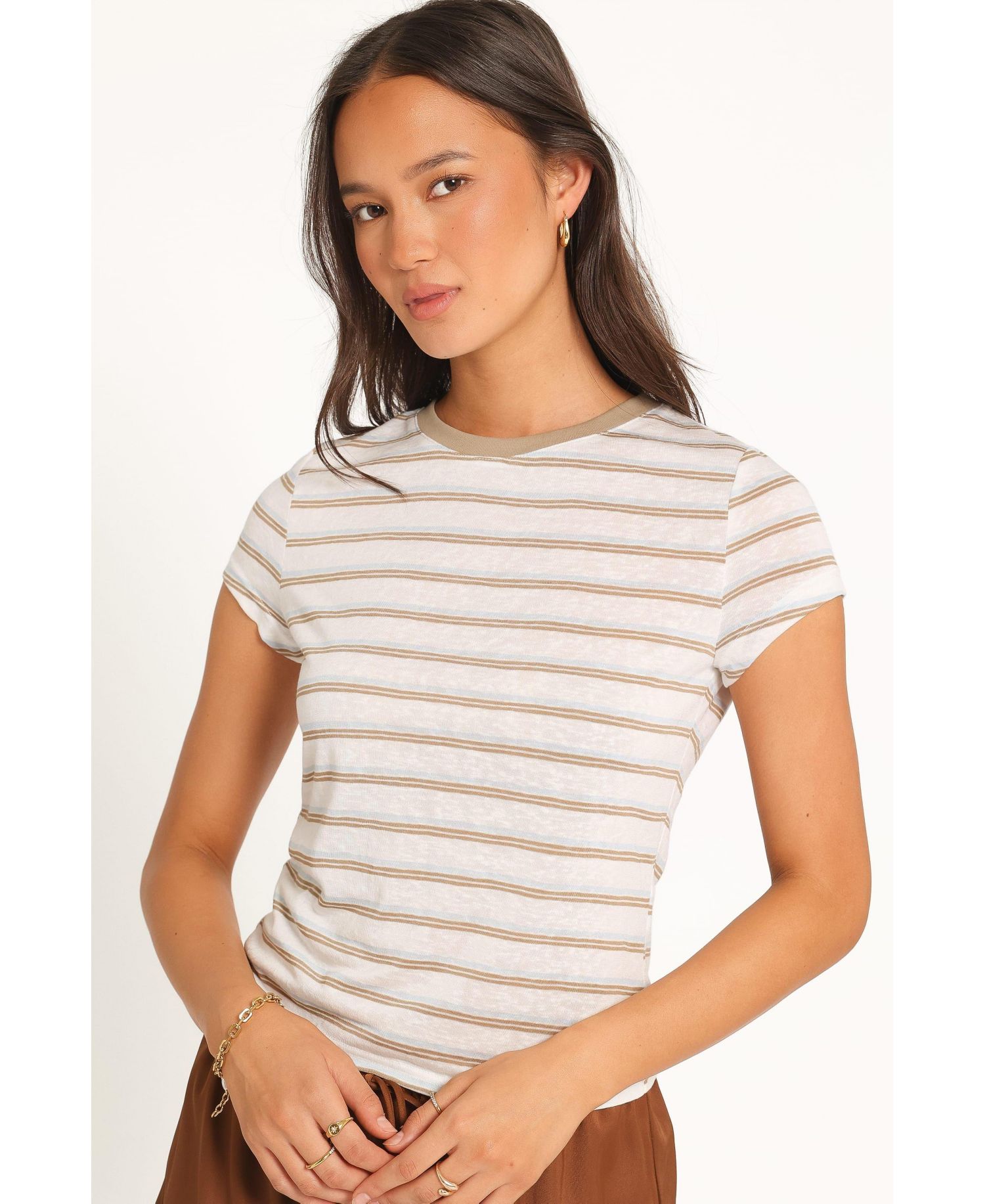 Women's Billi Stripe Crew Neck Short-Sleeve Tee