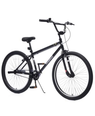 26" Freestyle Bike for Teens with steel frame, single-speed design, front caliper brake, rear V-brake, and 2 stunt pegs