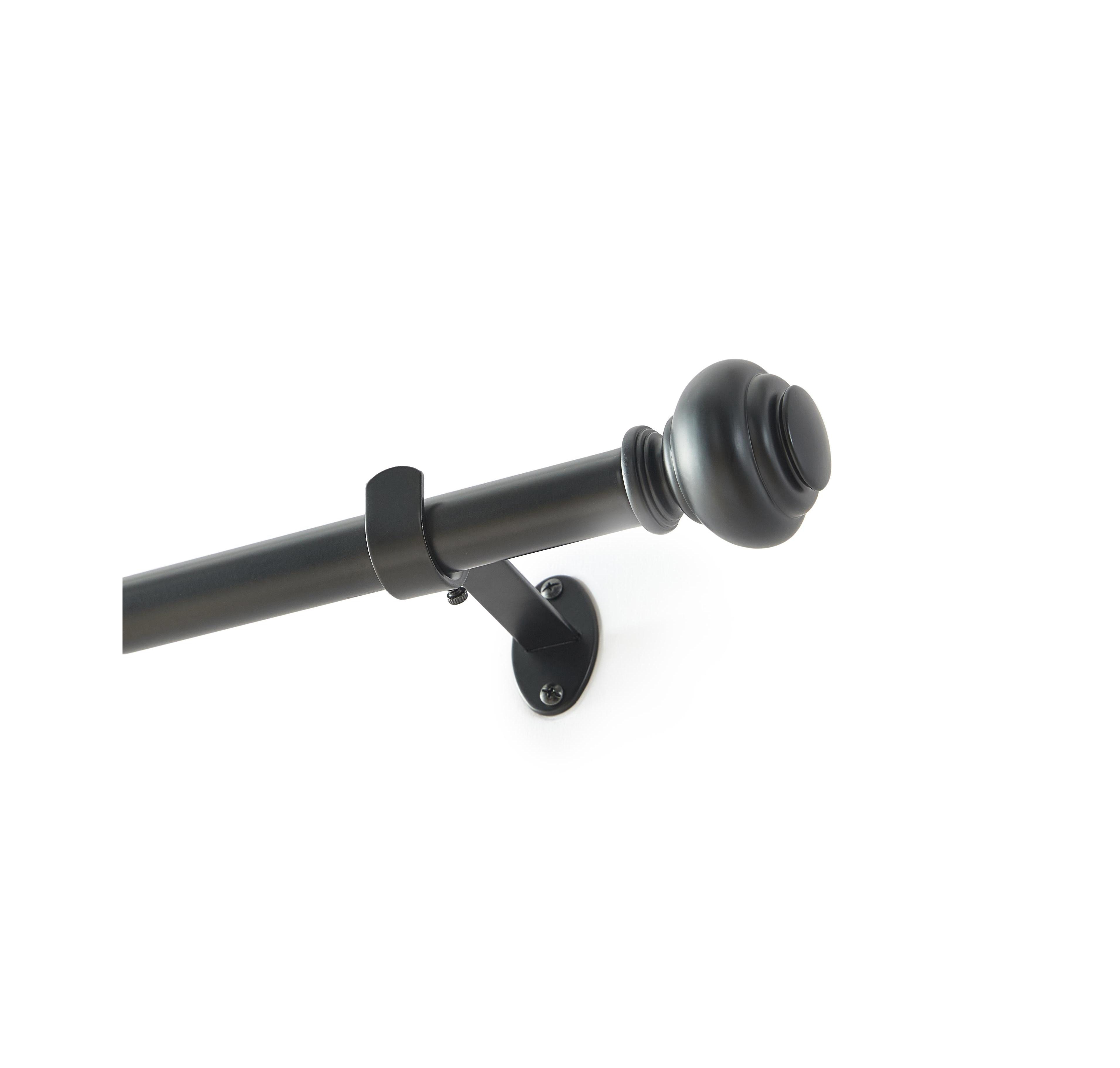 Lenox Manor 1" Single Curtain Rod with Rounded Globe Finial Design