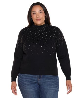 Plus Size Embellished Mock-Neck Sweater
