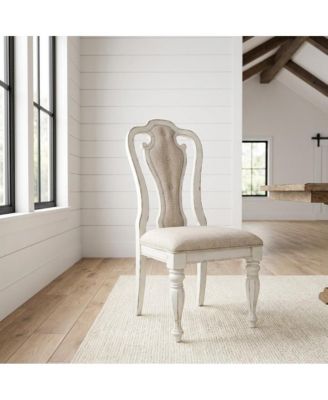 Chenille Upholstered Splat-Back Rubberwood Dining Chair for Dining Room