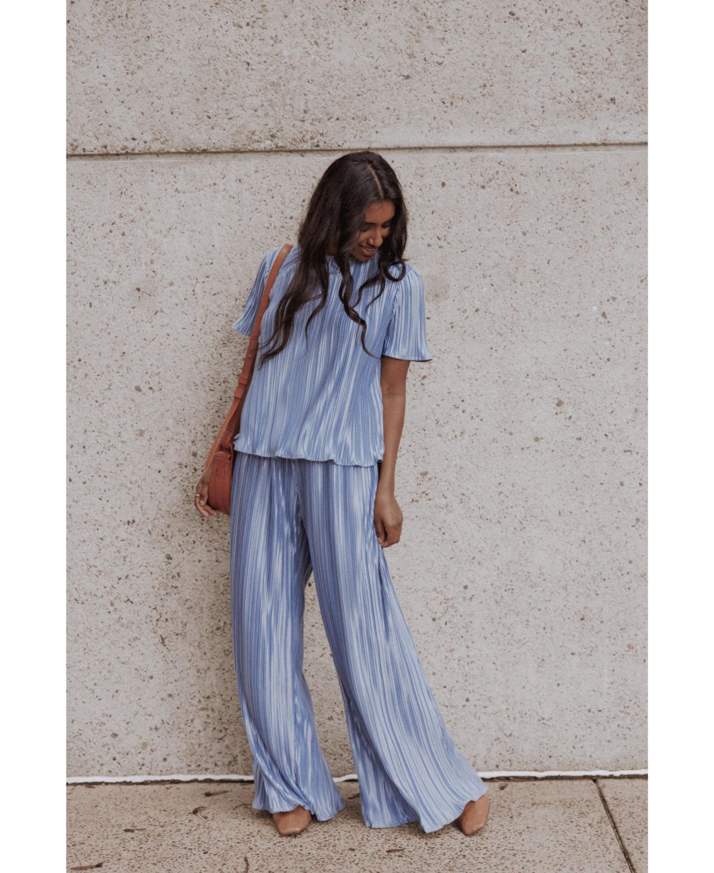 Женский комплект Petal and Pup Belli Short-Sleeve Pleated Wide-Leg Top and Pants, 2-Piece Set, цвет: Синий — фото 6