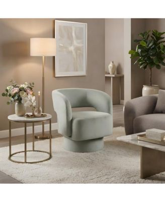 Polyester Split-Back Curved Swivel Mid-Century Modern Accent Chair