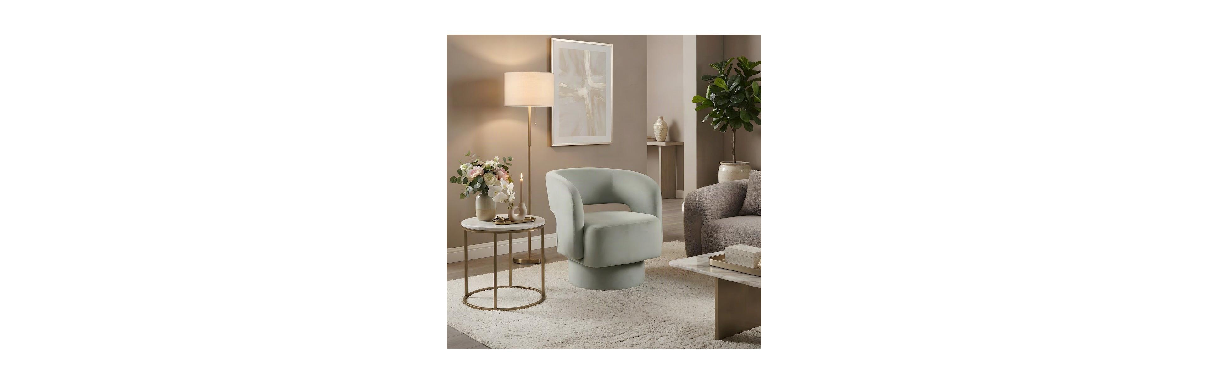 Starlight Canyon Home Polyester Split-Back Curved Swivel Mid-Century Modern Accent Chair
