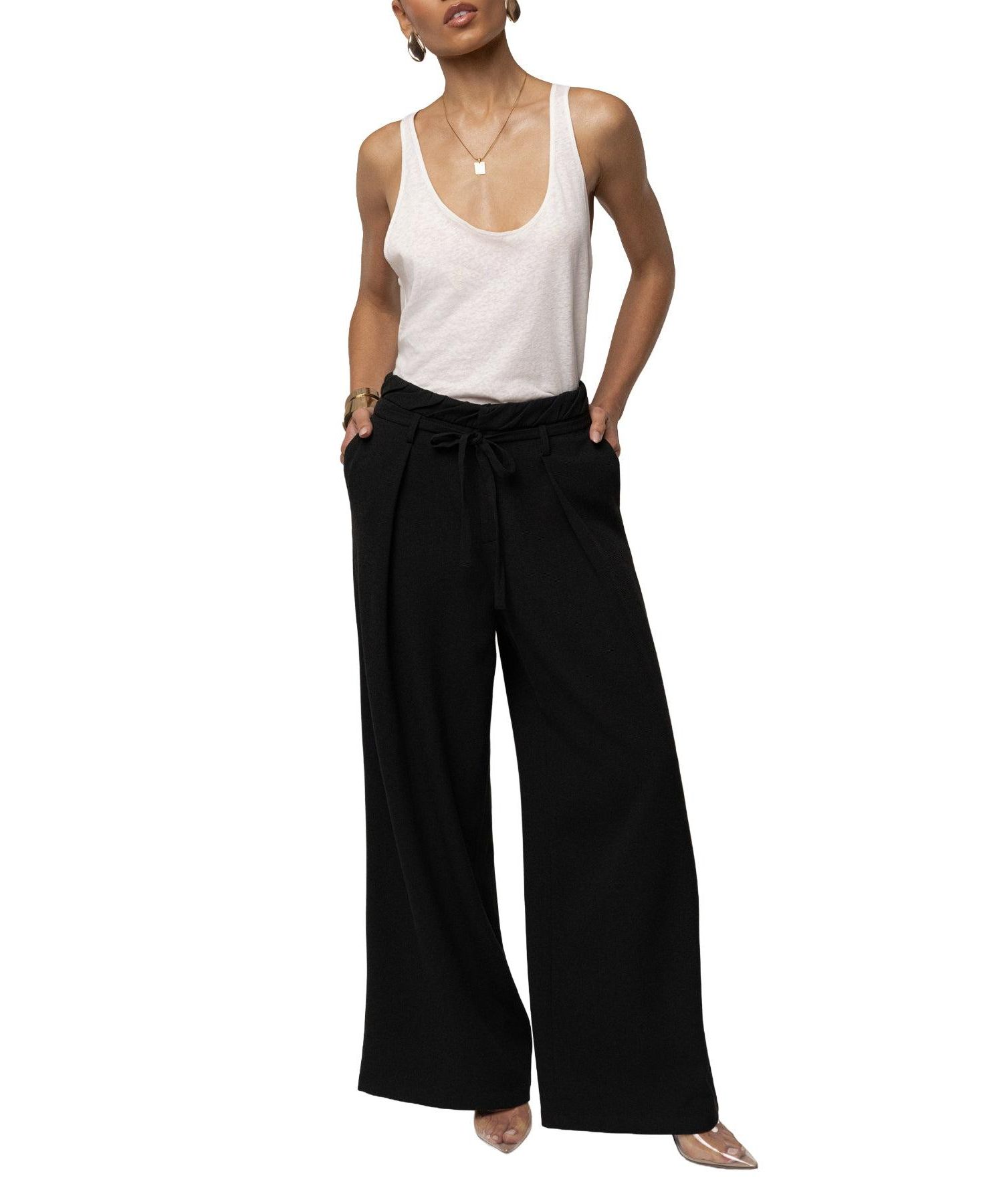Women's Refined Ease High-Waisted Wide-Leg Pleated Pants