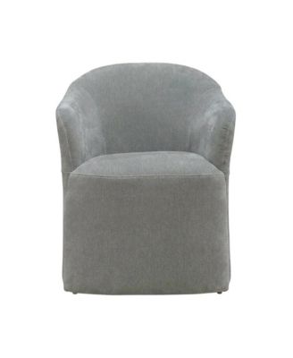 Solid Wood Upholstered Accent Dining Chair with Castors