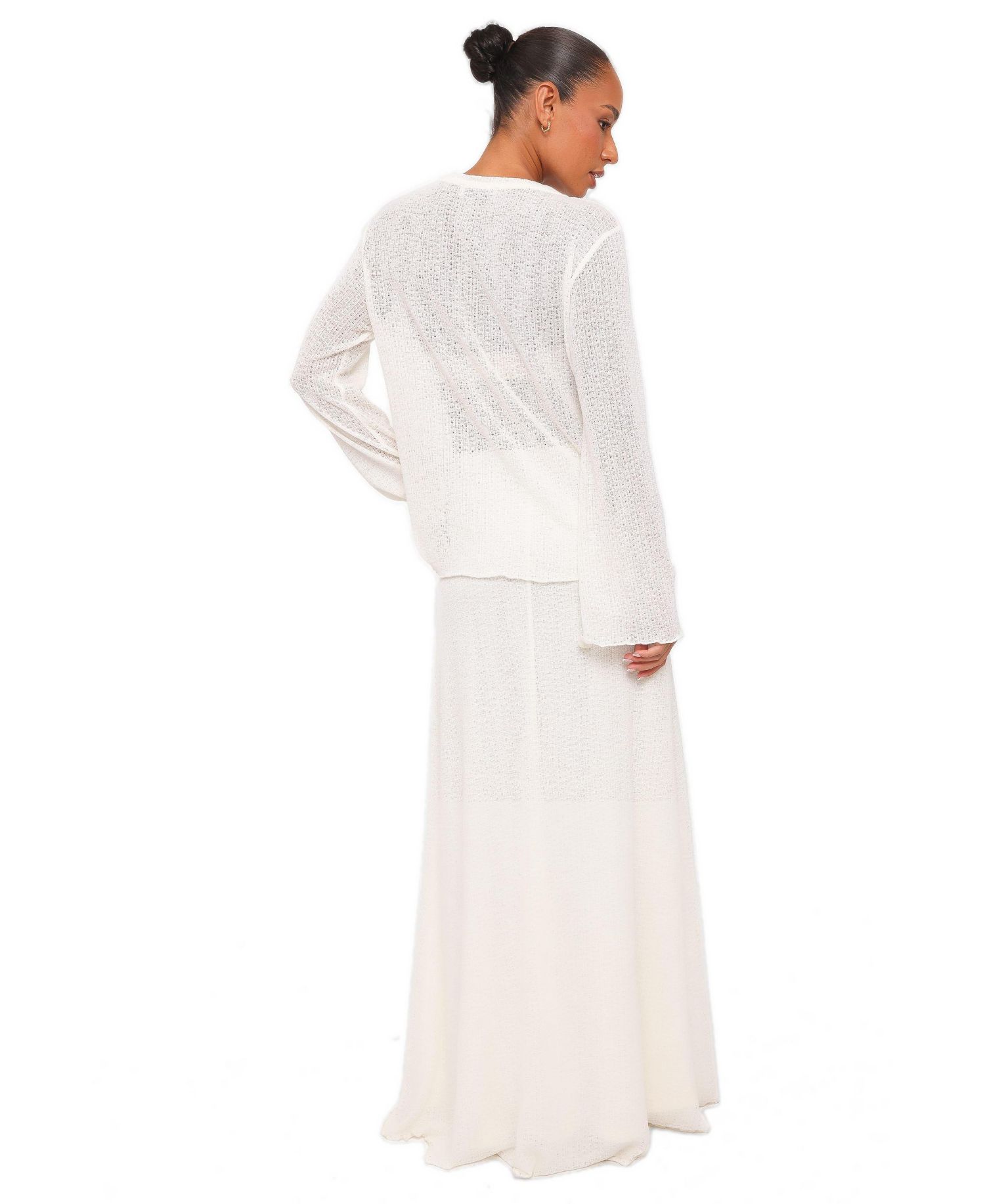 Women's Lune Boat Neck Long-Sleeve High-Waisted Top and Skirt, 2-Piece Set