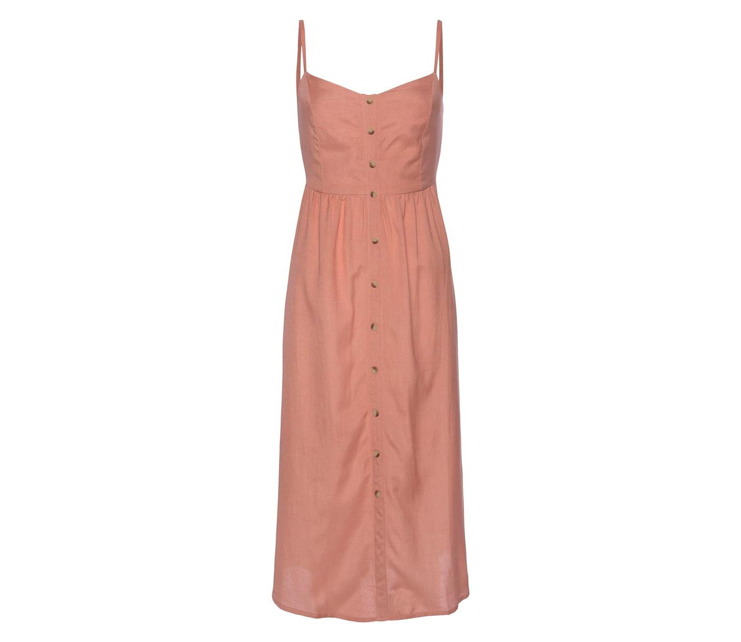 Women's Printed Button Up Panel Smocked A-Line V-Neck Midi Dress