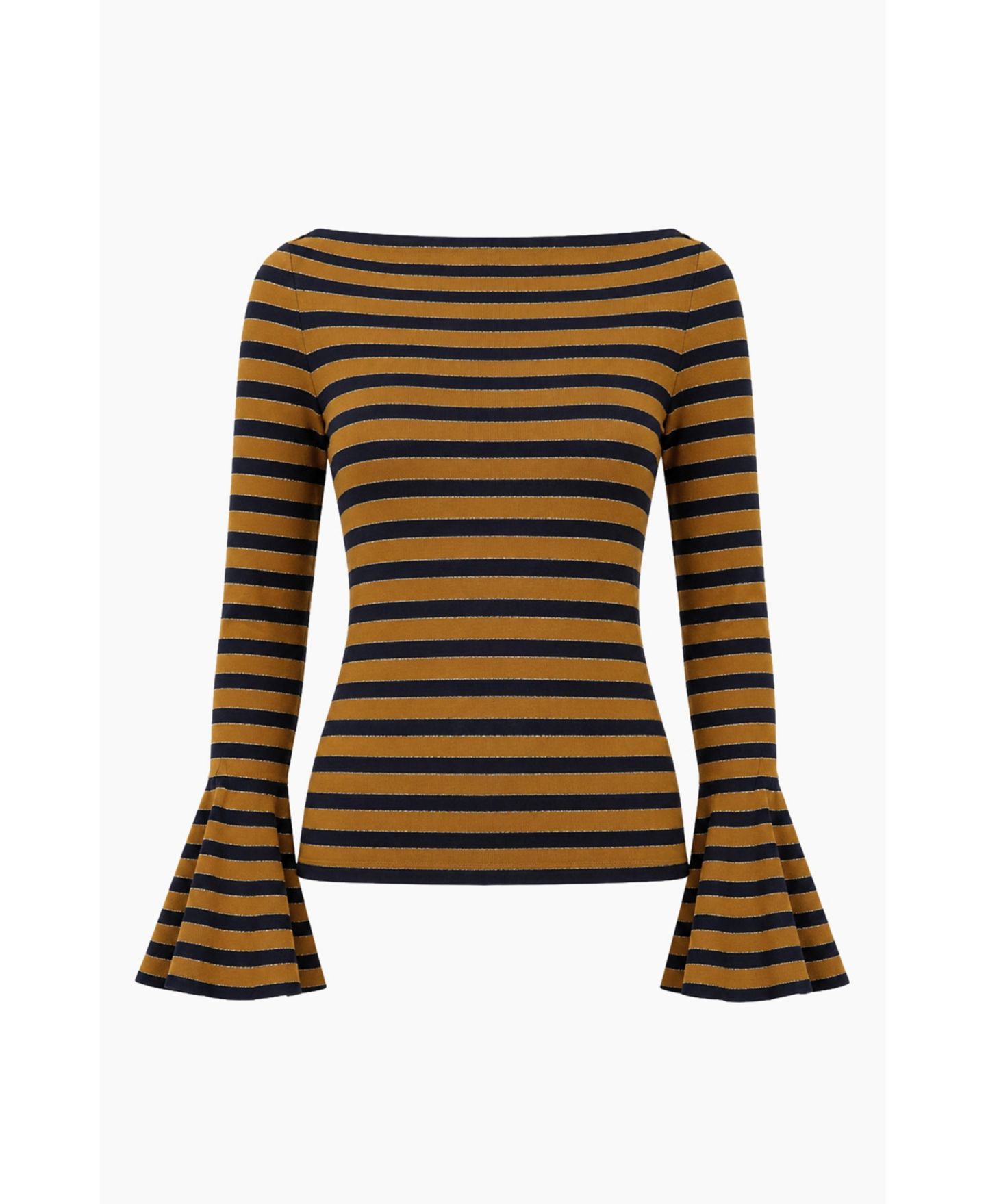 Женская блузка Ivonne Boat-Neck Bell-Sleeve Striped, цвет: Верблюжий — фото 5