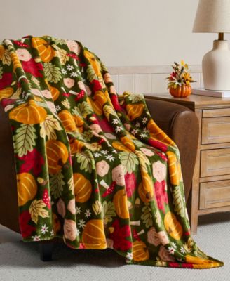 Fall Flora Plush Throw, 50" x 70"