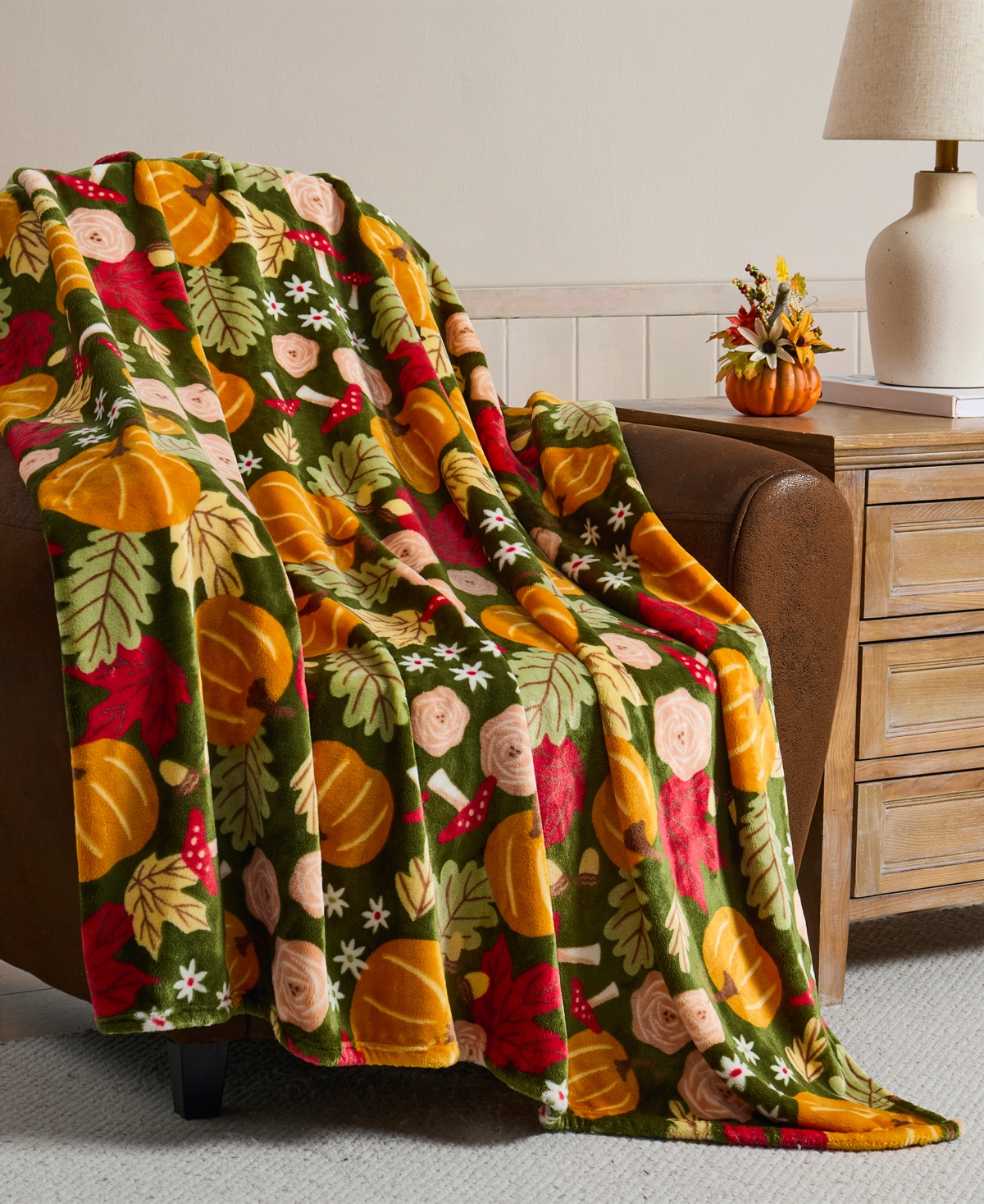 Hallmark Fall Flora Plush Throw, 50" x 70"