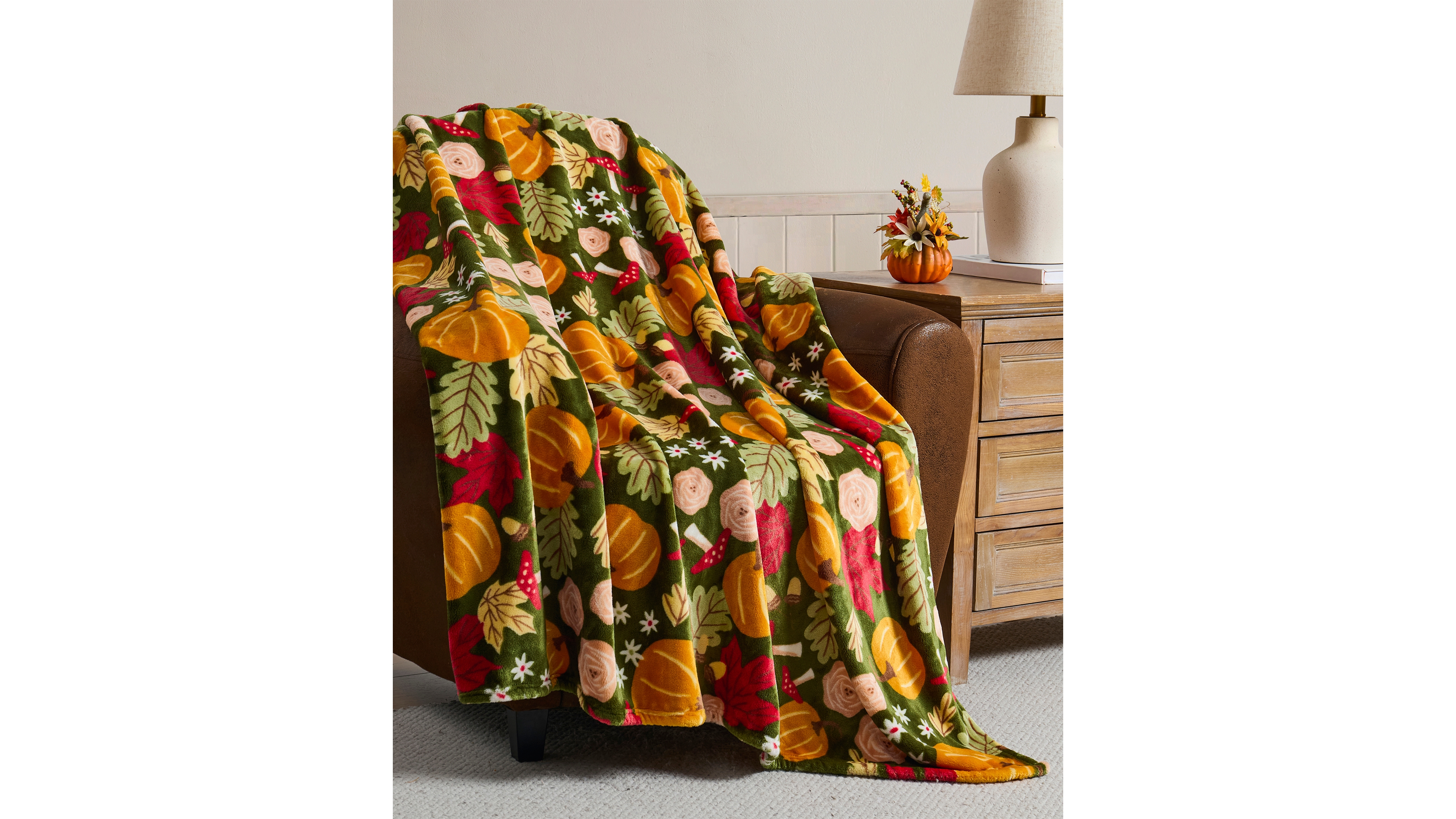 Hallmark Fall Flora Plush Throw, 50" x 70"
