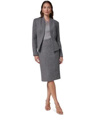 Women's Peplum Sequin Cropped Blazer &  High-Waisted Sequin Pencil Skirt