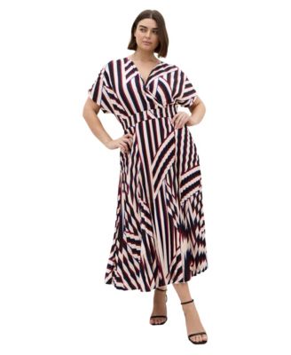 Plus Size Eloisa Striped Short-Sleeve V-Neck Dress