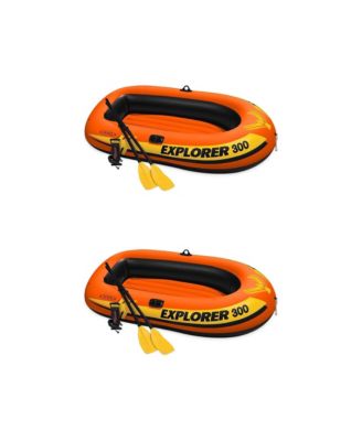 Explorer 300 Inflatable Fishing 3 Person Raft Boat w/ Pump and Oars, 2 Pack