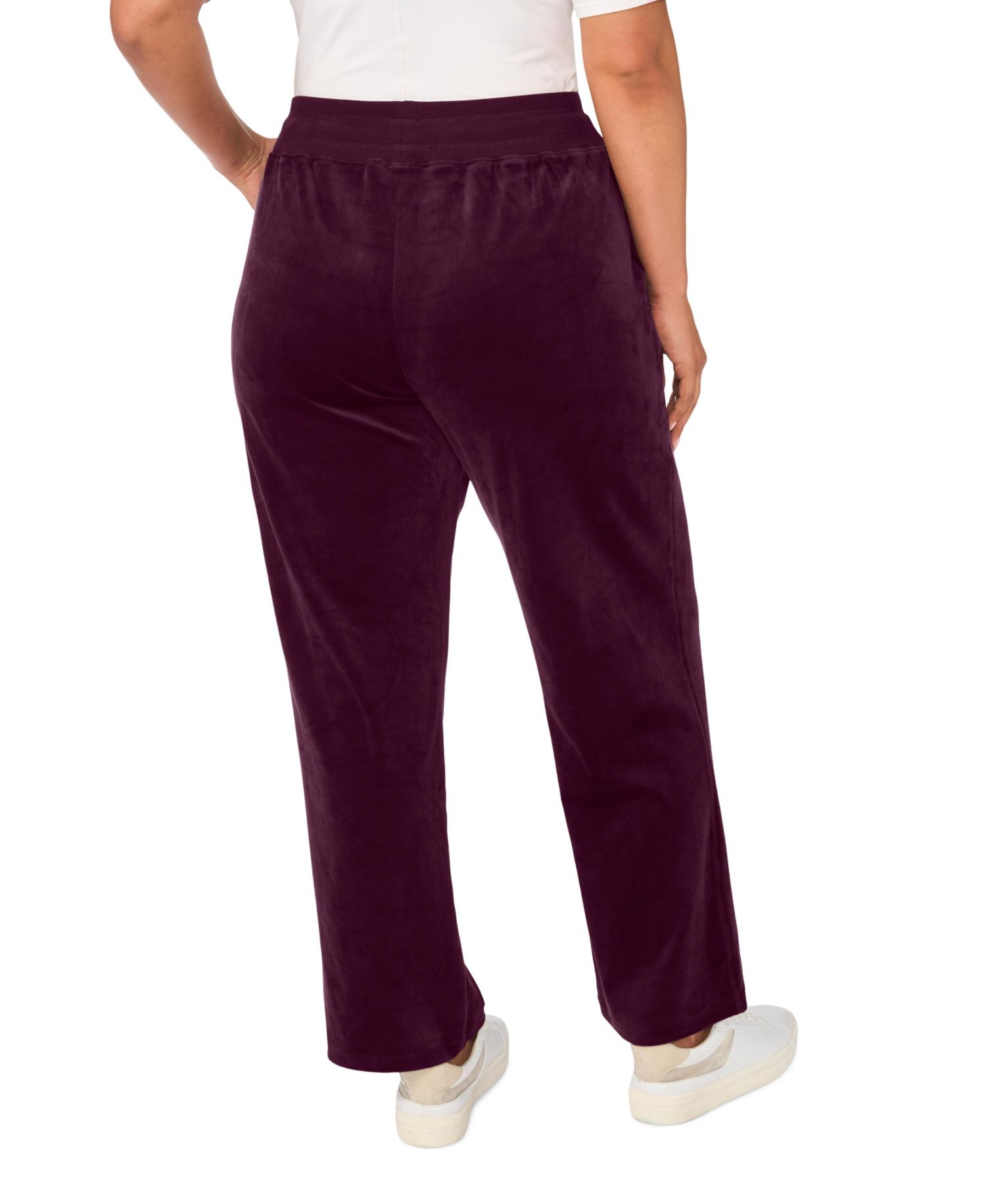 Plus Size Velour Drawstring-Waist Straight-Leg Pants
