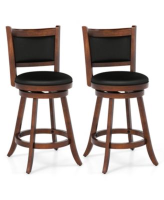 2-Piece 24 in Swivel Counter Stool Dining Chair Upholstered Seat