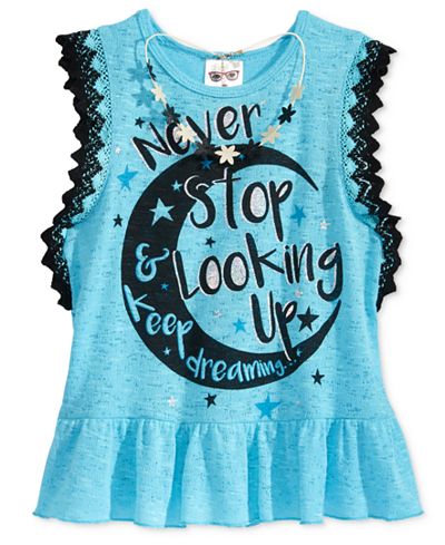 Belle Du Jour Ruffle-Edge Top & Necklace Set, Big Girls (7-16)