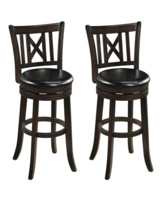 30 Inch Rubber Wood Swivel Bar Stools Set of 2 with Hollowed Backrests