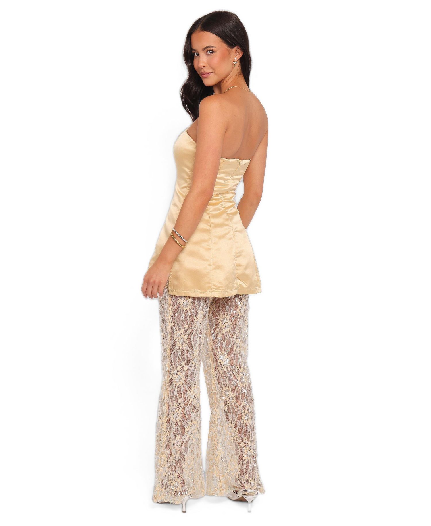 Women's Oxley Strapless Wide-Leg Satin Jumpsuit