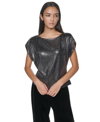 Women's Scoop Neck Mirror Detail Short-Sleeve T-Shirt