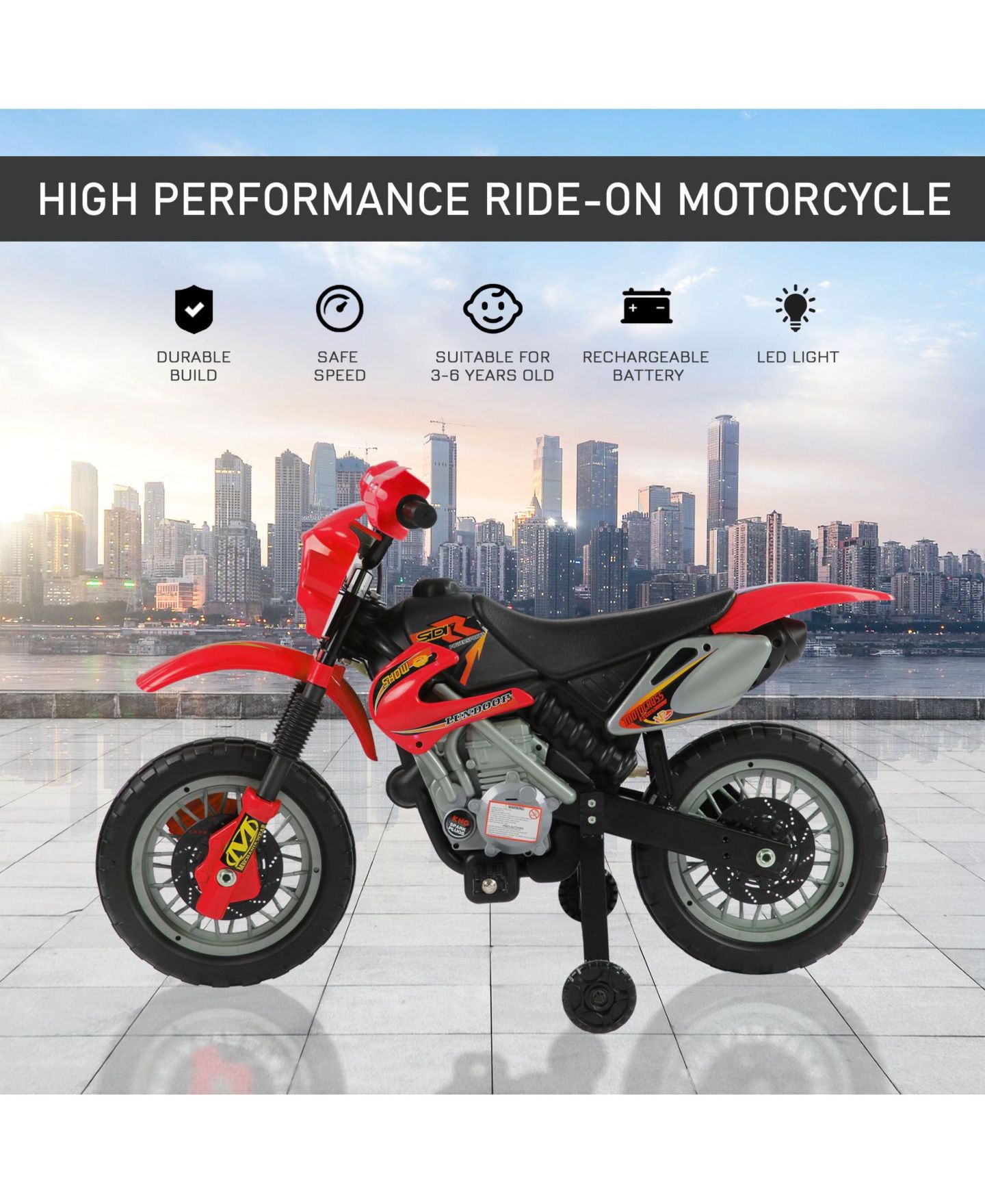 Детская игрушка SEVORLEY Kids 6V Battery-Powered Ride-On Motorcycle, 1 Rider, Ages 5-10 Years, цвет: Красный — фото 5