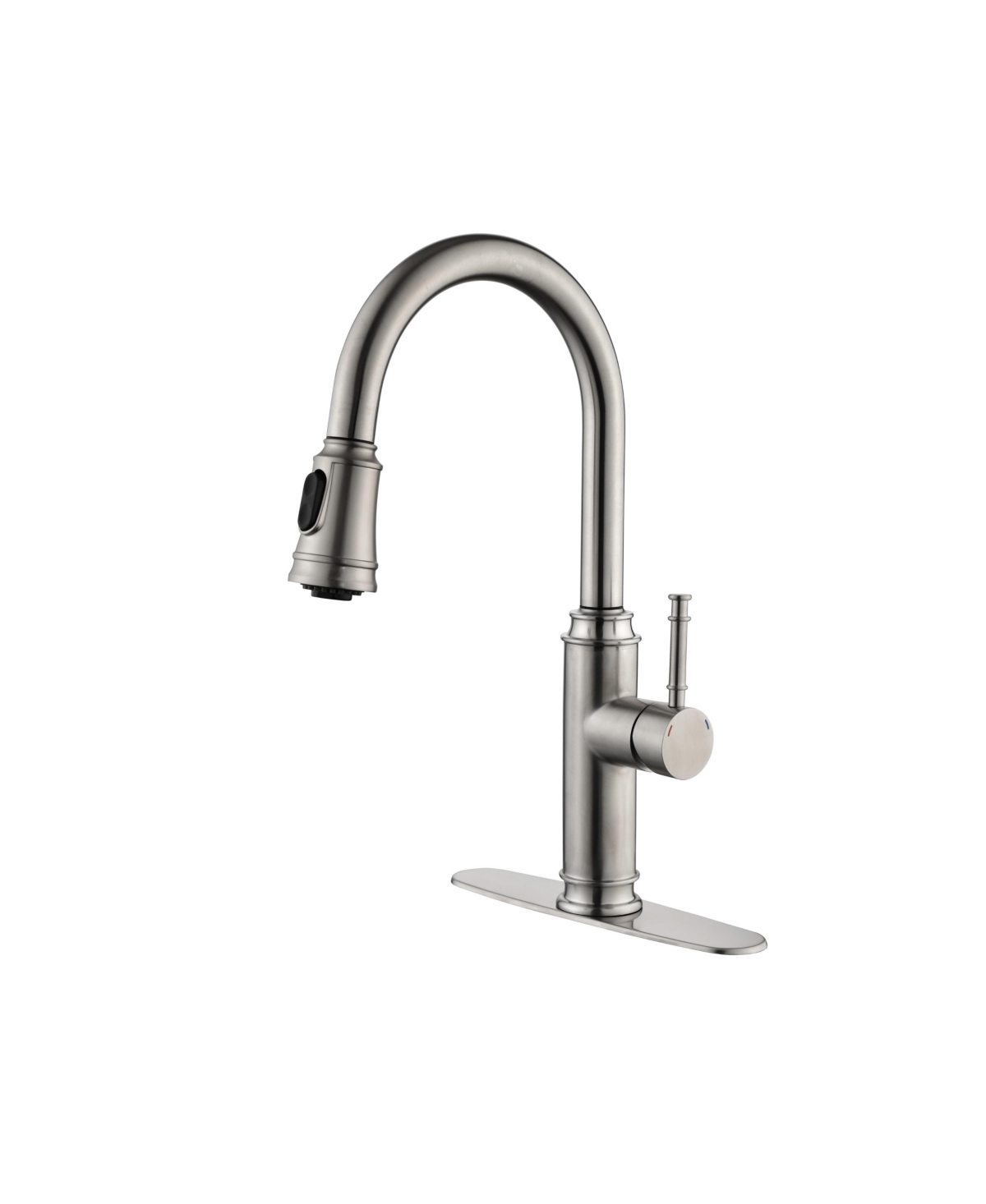 Single Handle Stainless Steel Pull-Out Kitchen Faucet with 2-Mode Sprayer and 360degree(s) Swivel High-Arc Spout