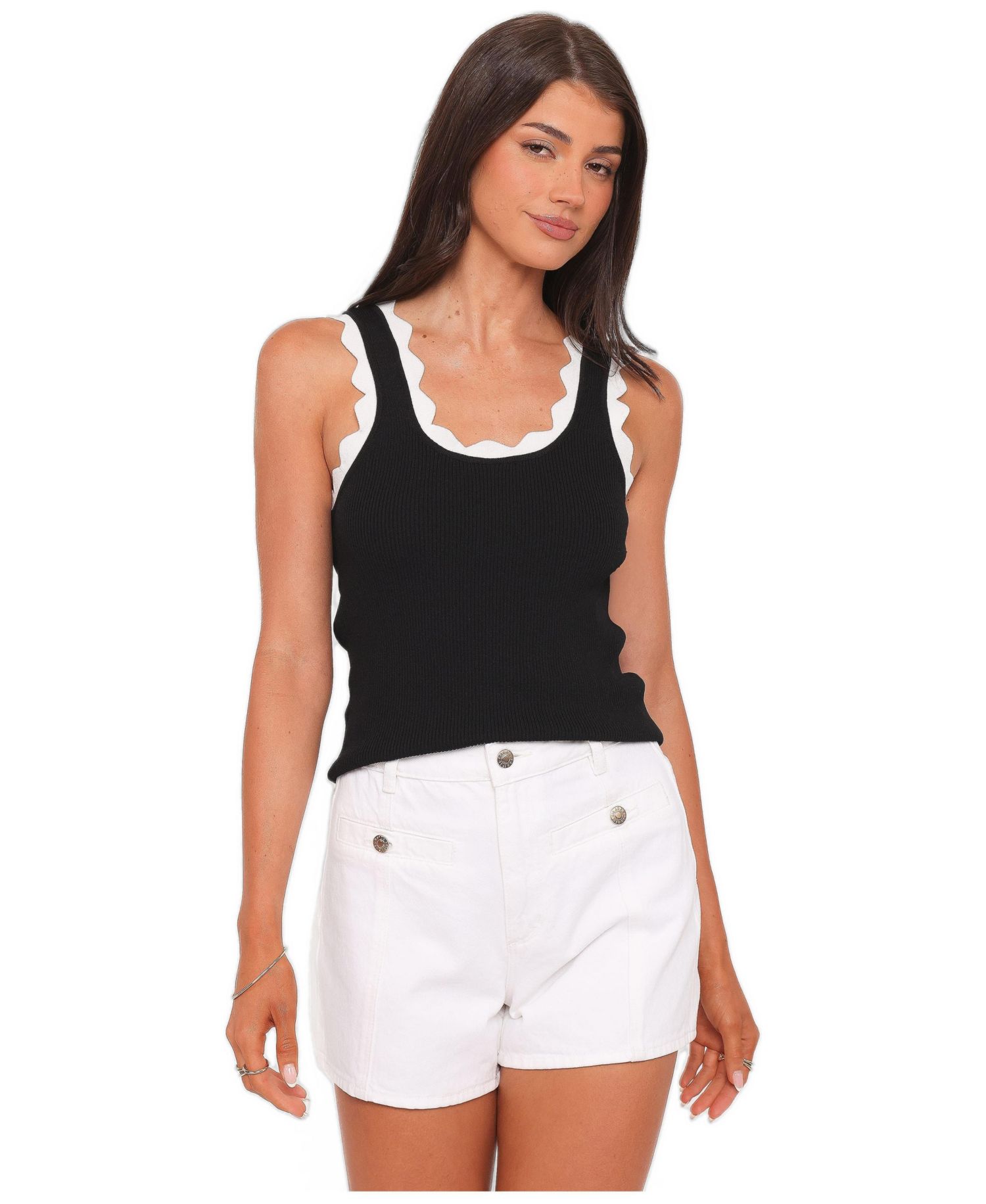 Women's Johnson Scalloped Trim Ribbed Knit Tank