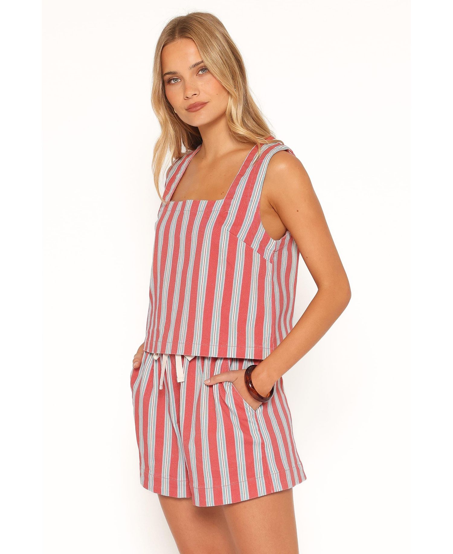 Women's Marinda Cotton Square-Neck Stripe Tank Top
