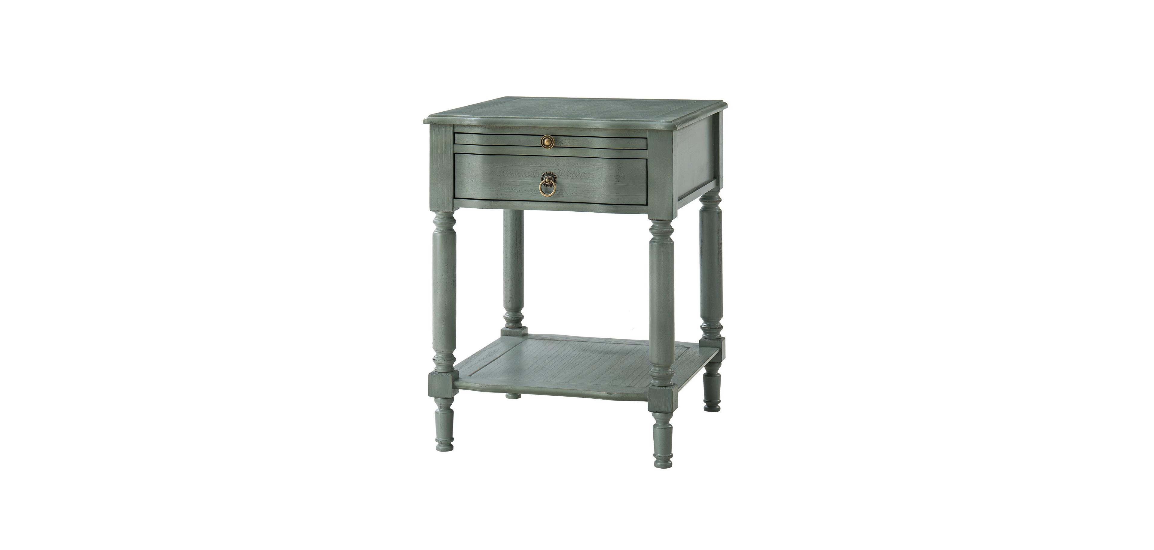 Hulala Home Sessoms Traditional 20"W Solid Wood 1-Drawer End Table with Built-in Charging Station