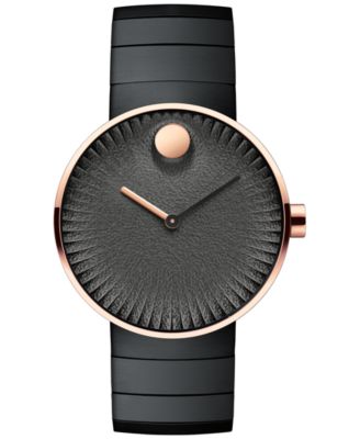 Movado - Men's Swiss Edge Black Stainless Steel Bracelet Watch 40mm 3680026