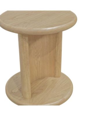Light Oak End Table with Bottom Shelf Modern Design Single Piece