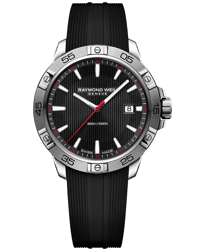Raymond Weil Men s Swiss Tango Black Rubber Strap Watch 41mm 8160