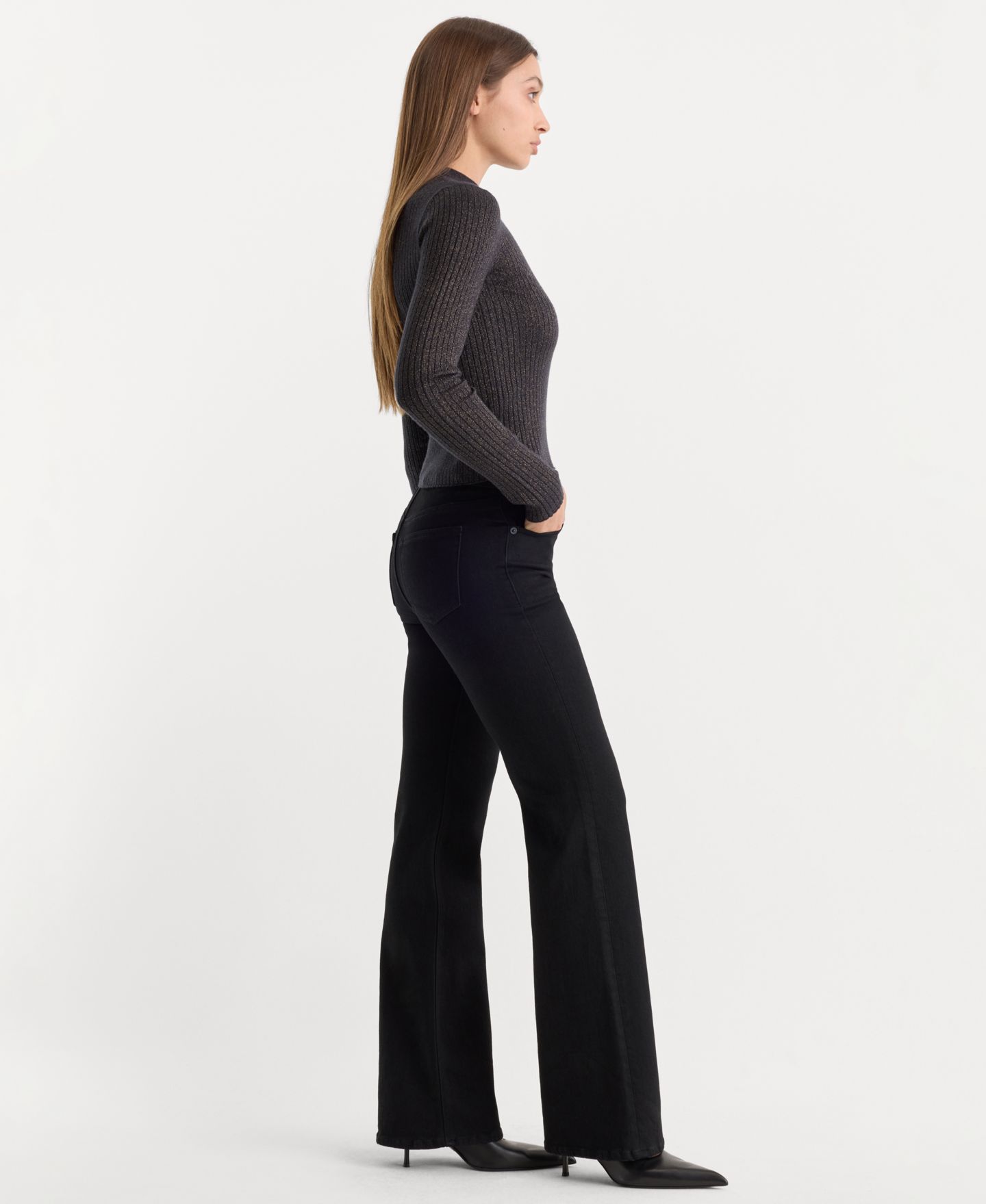 Женские джинсы Good American Good Low-Rise Embellished Bootcut, цвет: Чёрный — фото 3