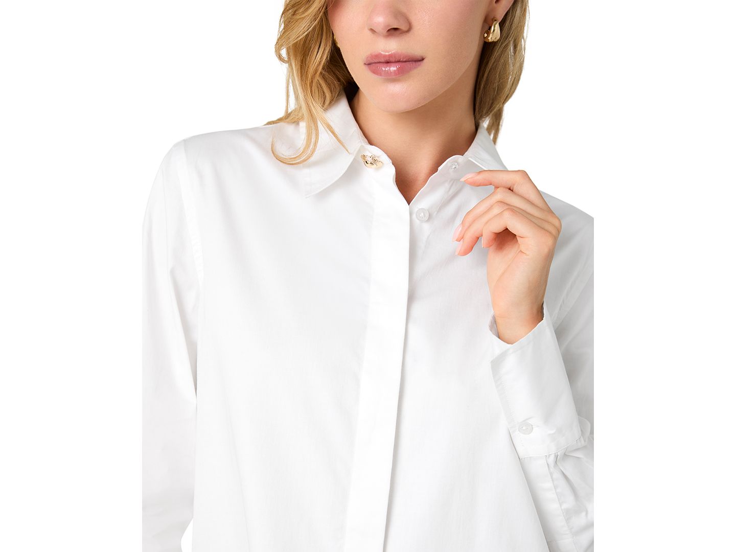 Женская рубашка French Connection Alexis Long-Sleeve Point-Collar Cotton, цвет: Льняной — фото 4