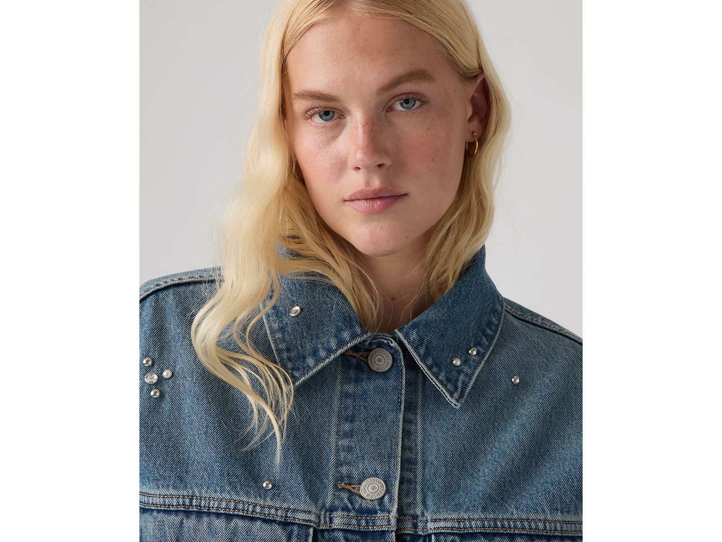 Женская куртка Levi's Premium Trip On Drip Cropped Loose Denim Trucker, цвет: Trip On Drip Trucker — фото 3