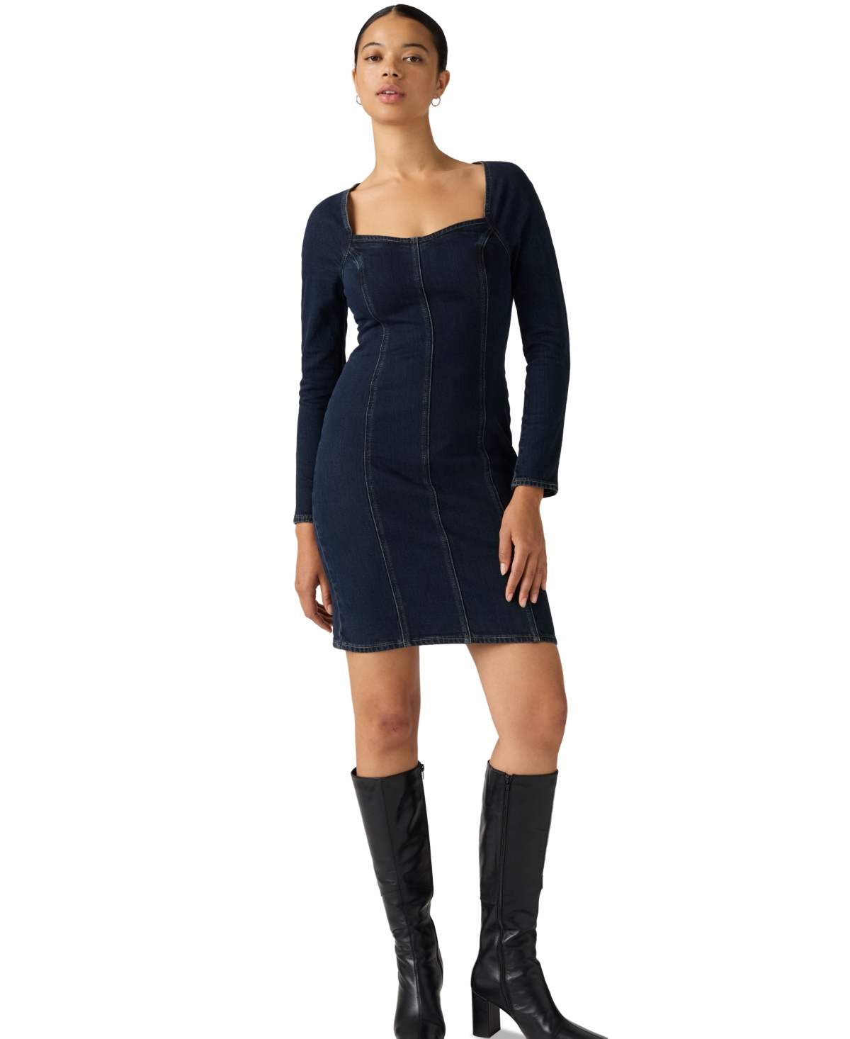 Levi's Women's Long-Sleeve Sweetheart-Neck Denim Cocktail Dress - Totally Tubular