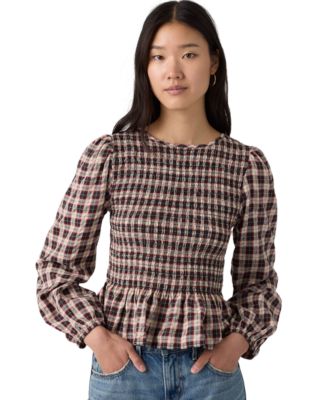 Women's Ashton Long-Sleeve Peplum Smocked Blouse