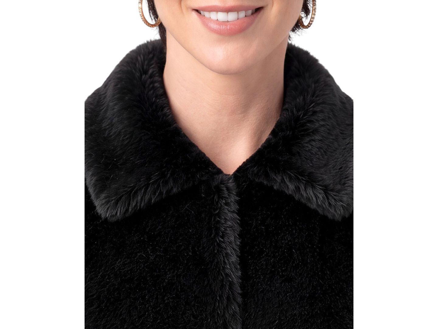 Женская куртка Liverpool Los Angeles Cropped Collared Faux Fur, цвет: Чёрный — фото 3