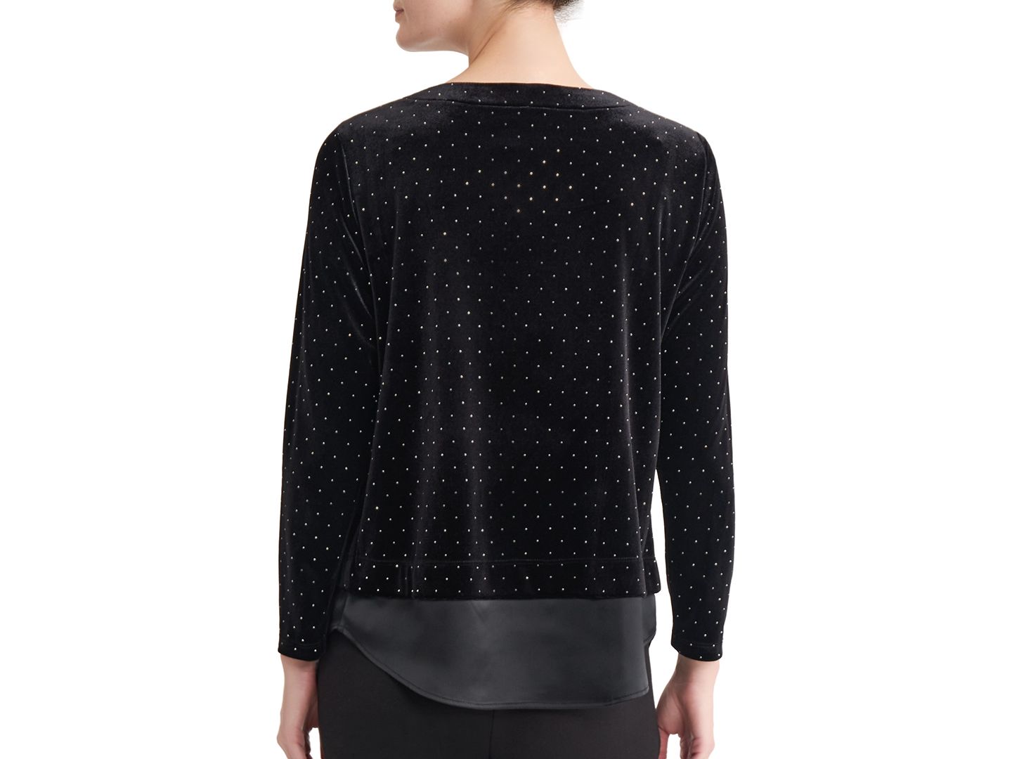Женская блузка Jones New York Petite Boat-Neck Long-Sleeve Heatset Velvet, цвет: Чёрный — фото 3