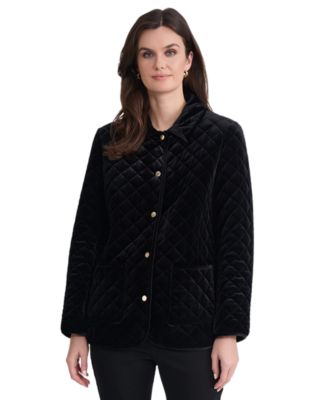 Petite Velvet Quilted Jacket