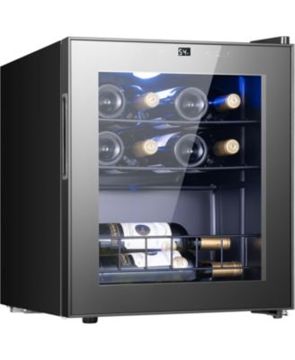 Mini Cooler 12 Bottles Small Fridge With Glass Door Movable Rack 37-65degree(s)F Tabletop Built-in Under Counter Portable For Home and Office