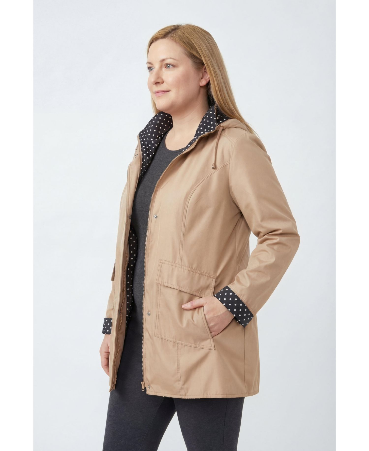 Women's Within Polka Dot Trim A-Line Raincoat
