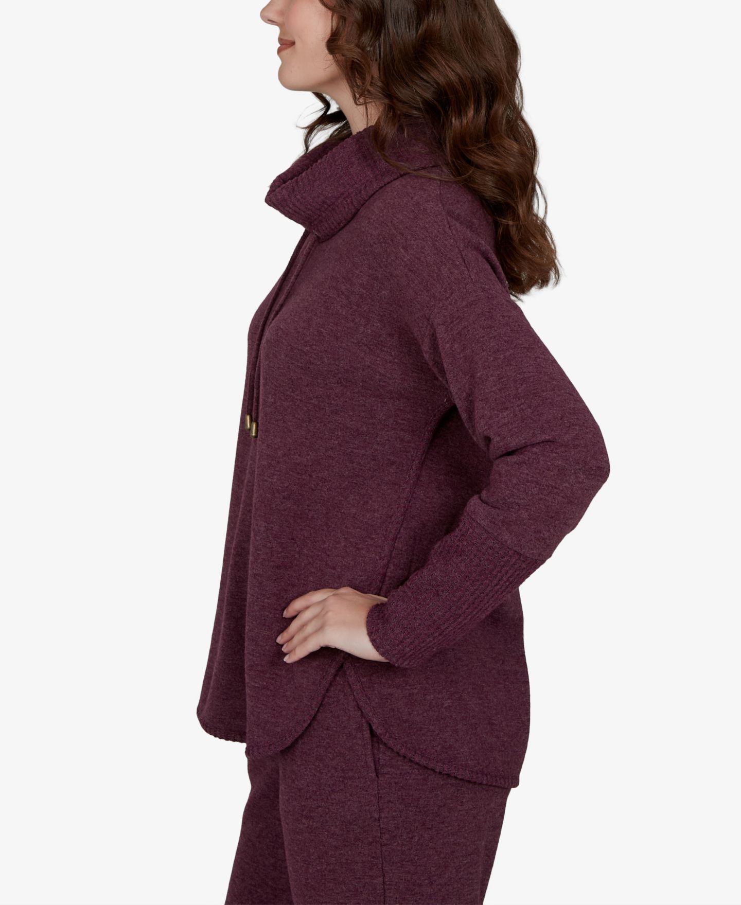 Женский свитер Ruby Rd. Petite Oversized Cowl Neck Long-Sleeve Pullover, цвет: Инжирный — фото 3