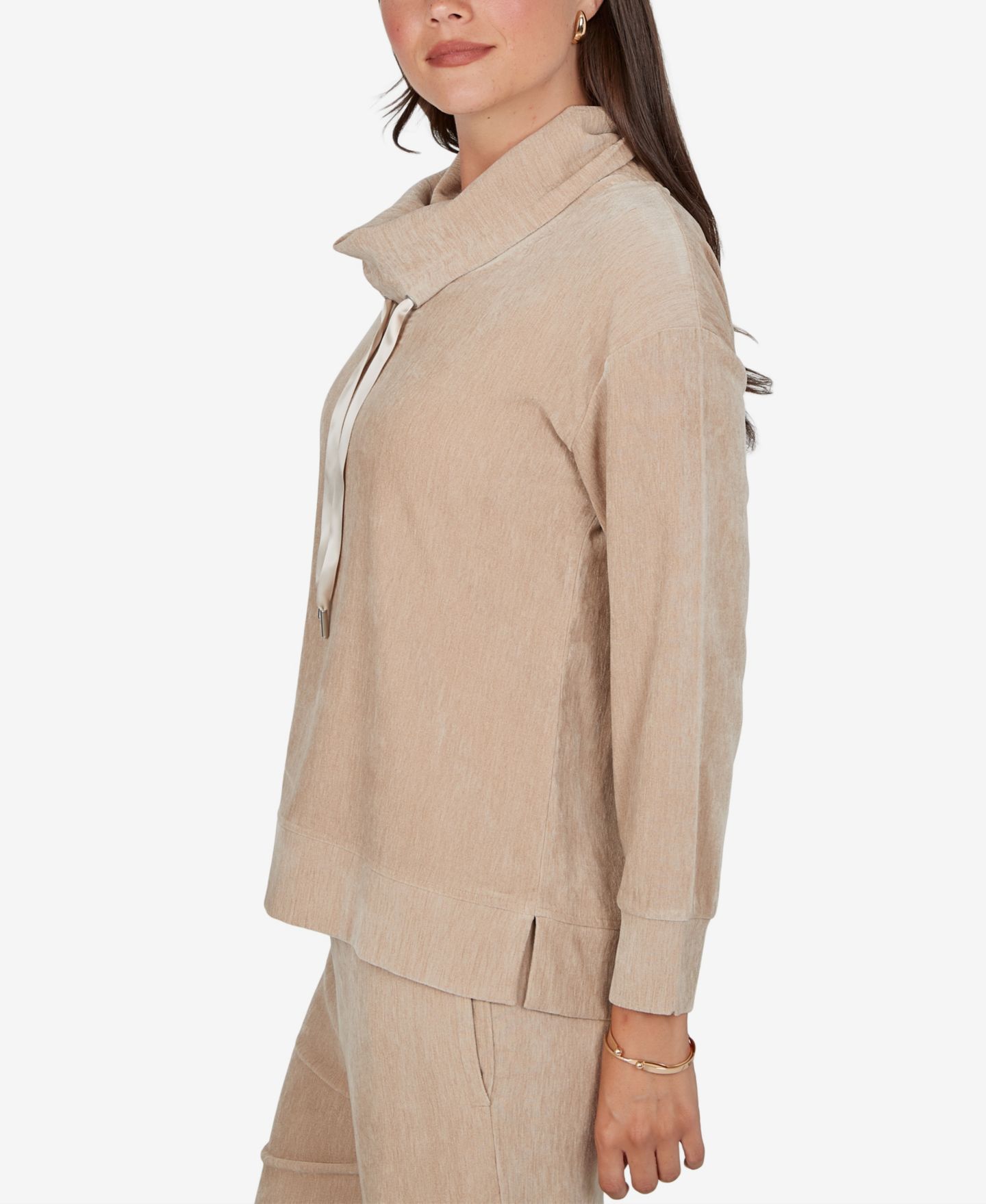 Женский свитер Ruby Rd. Petite Cowl Neck Ribbed Knit Long-Sleeve Pullover, цвет: Chino — фото 3