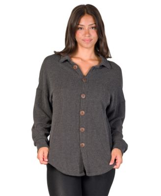 Petite Waffle-Knit V-Neck Jacket