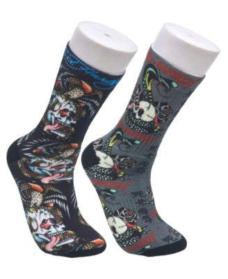 Men's Skull 360 Print Full Cushion Crew Socks, 2-Pack